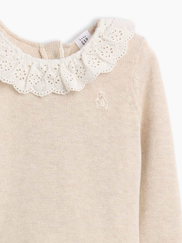 Baby Eyelet Ruffle Collar Sweater Set