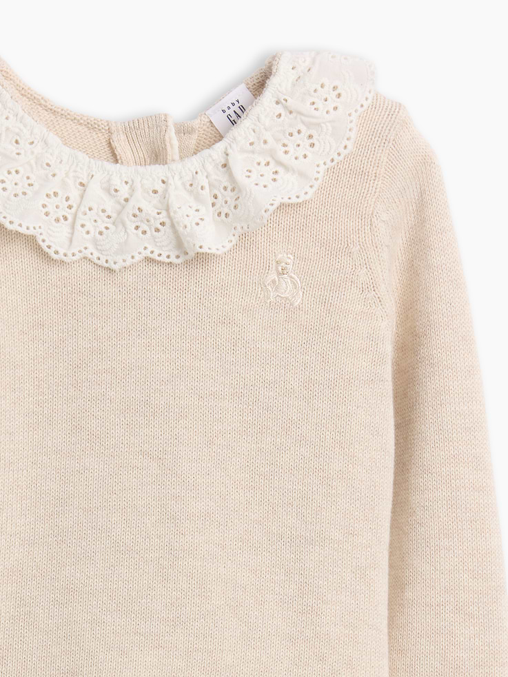 Image number 3 showing, Baby Eyelet Ruffle Collar Sweater Set