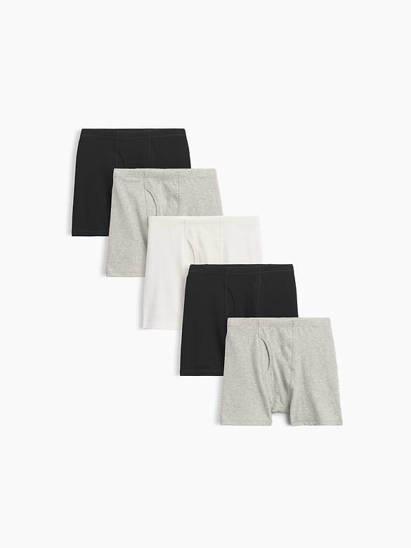 Kids Organic Stretch Cotton Solid Boxer Briefs (5-Pack)