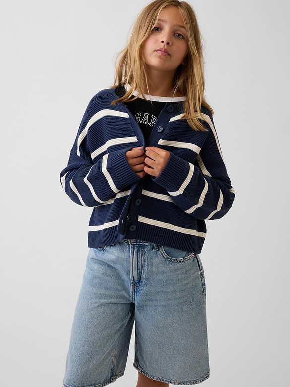 Kids 100% Cotton Oversized Boxy Cardigan Sweater