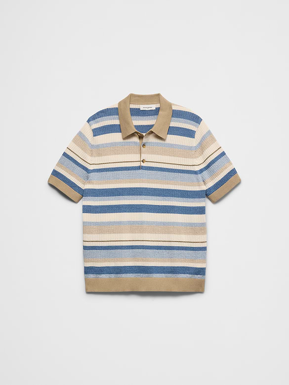 Textured Striped Sweater Polo