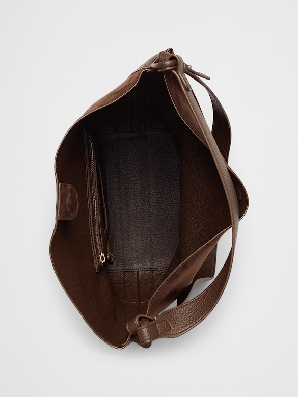 Vegan Leather Suede Bucket Tote