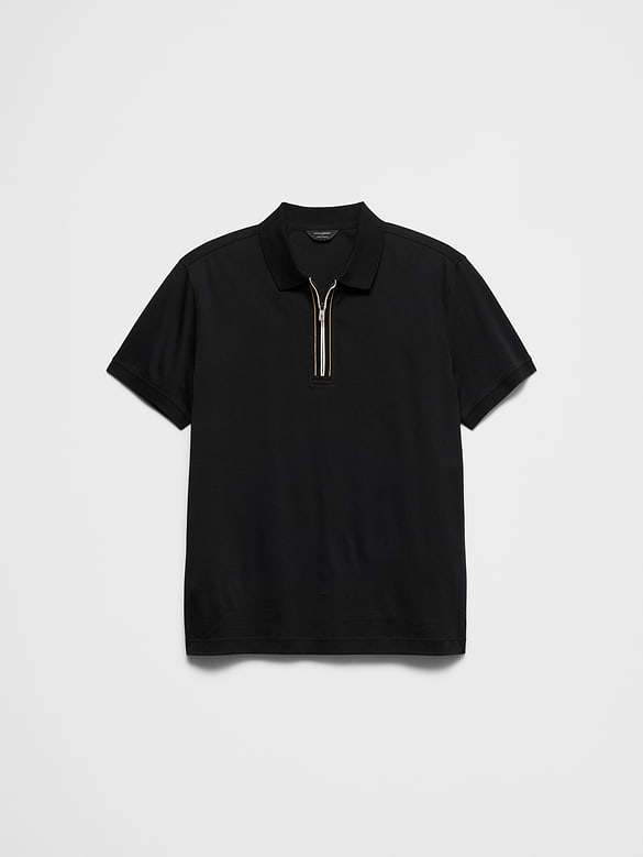 Standard-Fit Luxe Touch Zip Polo