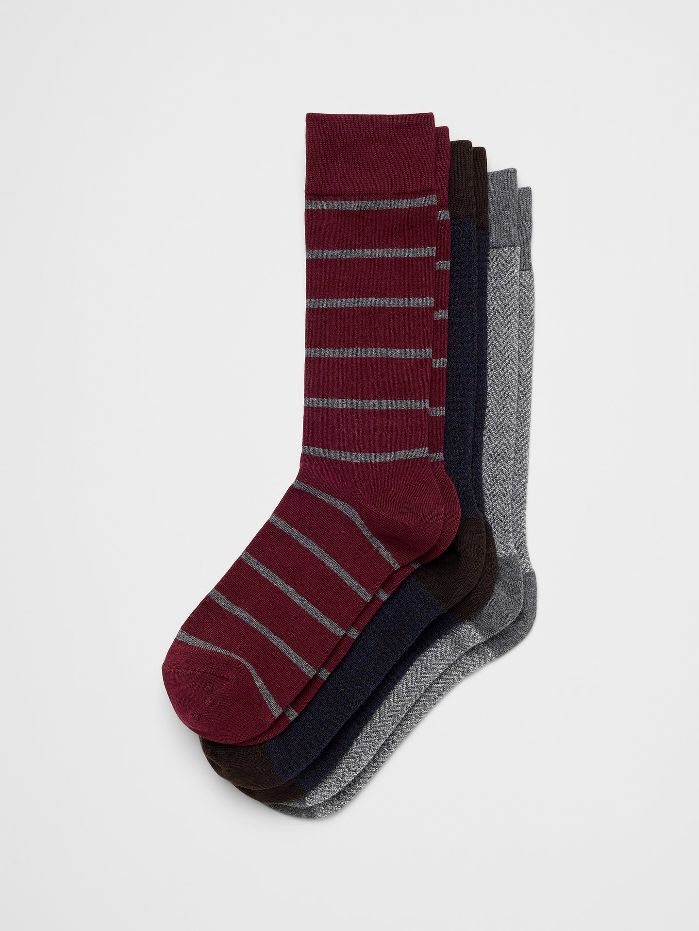 Image 1 of 1, This three‑pack of socks features a mix of classic brown houndstooth designs for easy everyday rotation., A soft breathable sock with rib-knit openings and angled toe seams for a better, more comfortable fit., Made exclusively for Banana Republic Factory., Product #1176610