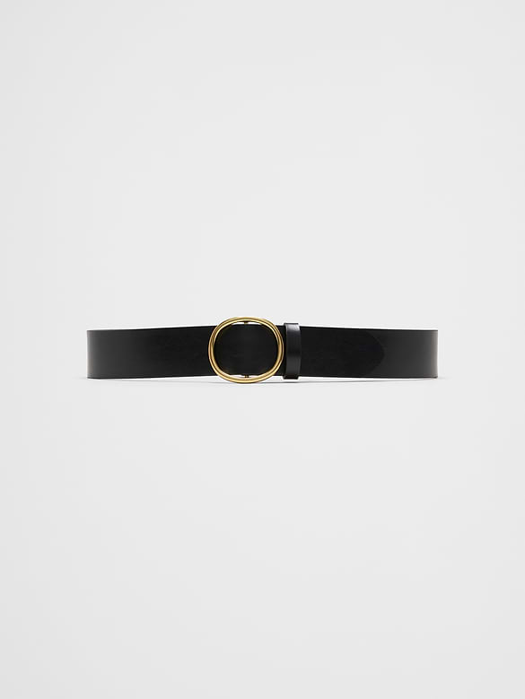 Wide Vegan Oval Buckle Belt