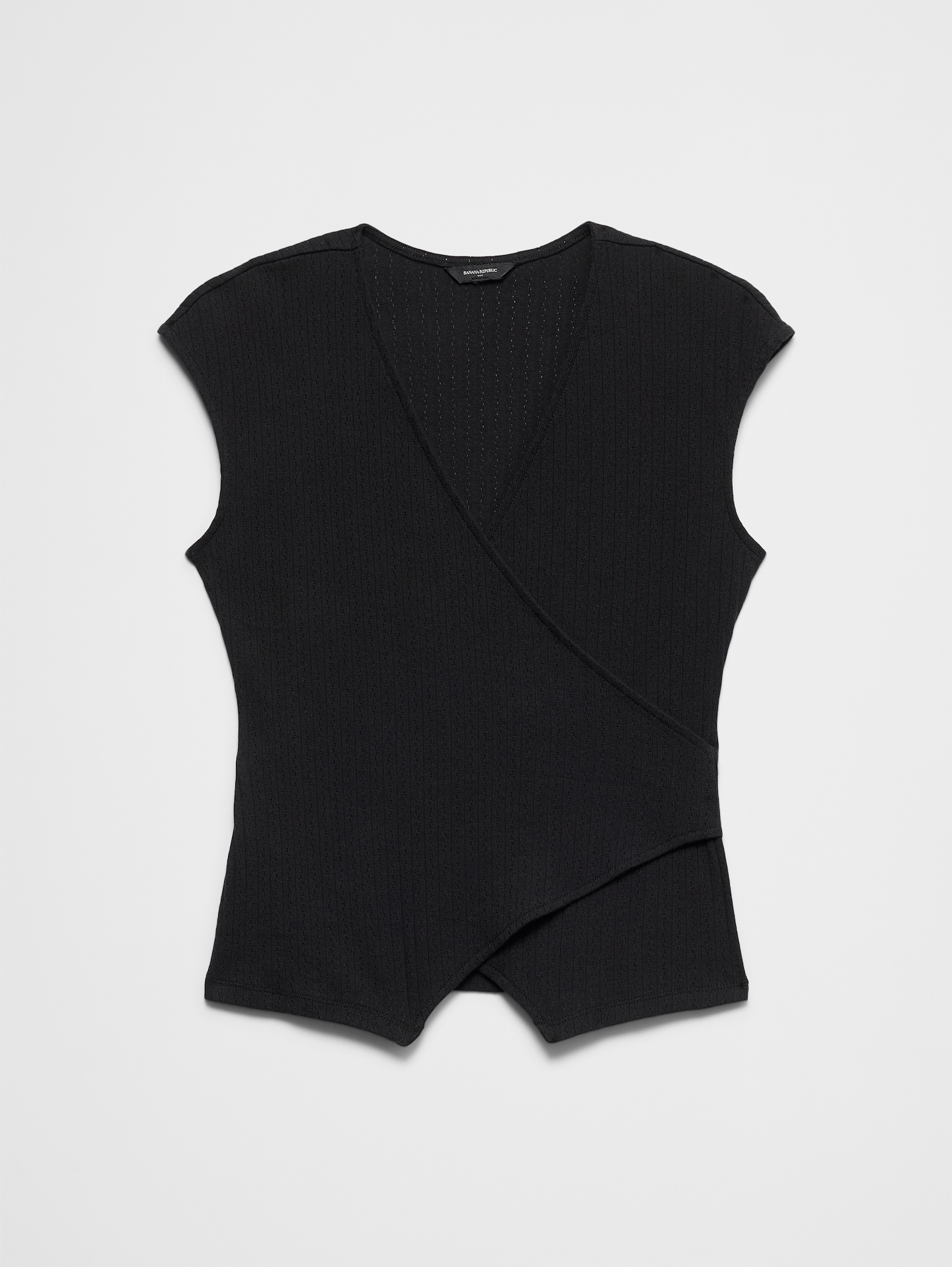 Image number 4 showing, Pointelle Ribbed Wrap-Front Top