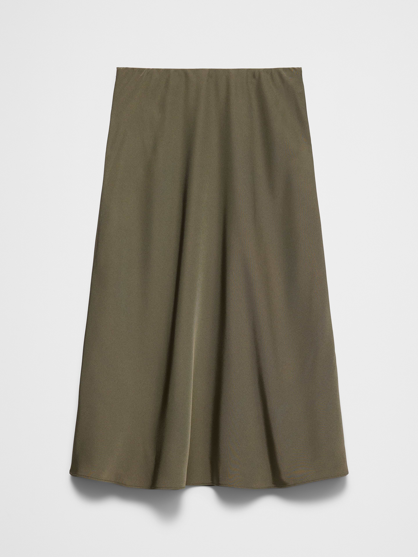 L'image numéro 4 présente Jupe mi-longue à taille extensible en sergé lustré