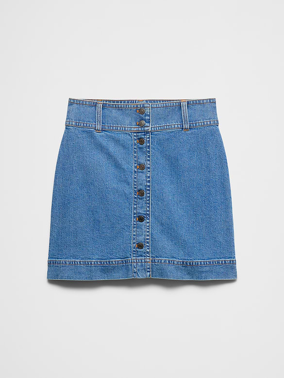 Denim Button-Down Mini Skirt