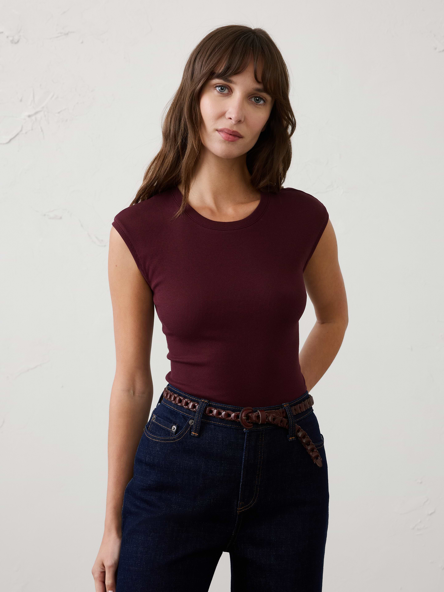 Image number 1 showing, Ribbed Cap-Sleeve T-Shirt