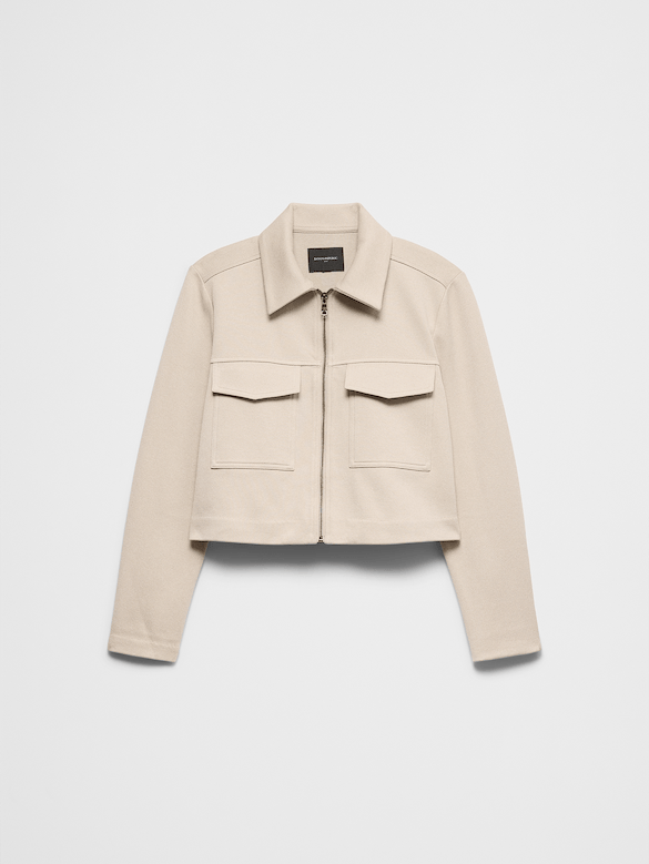 Knit Twill Cropped Jacket