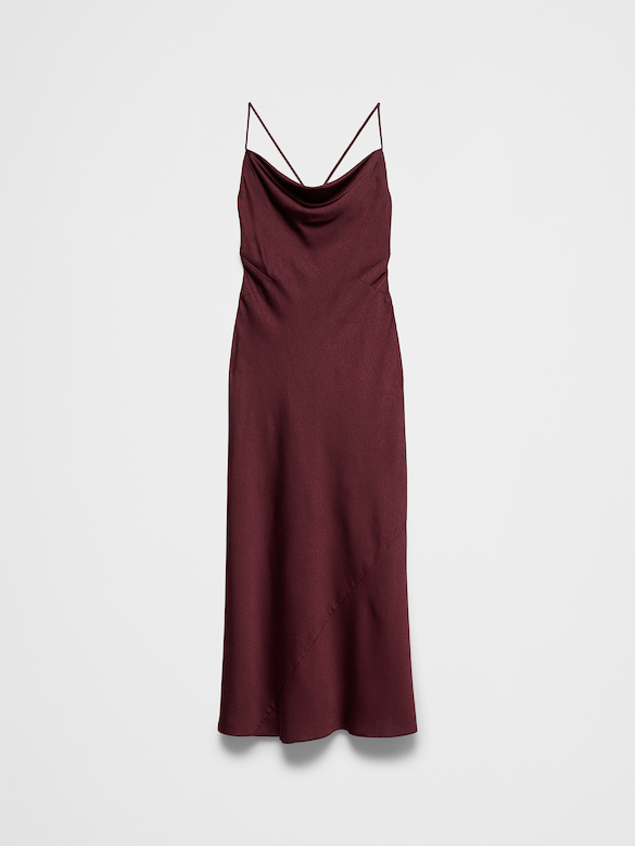 Satin Cowl-Neck Maxi Dress