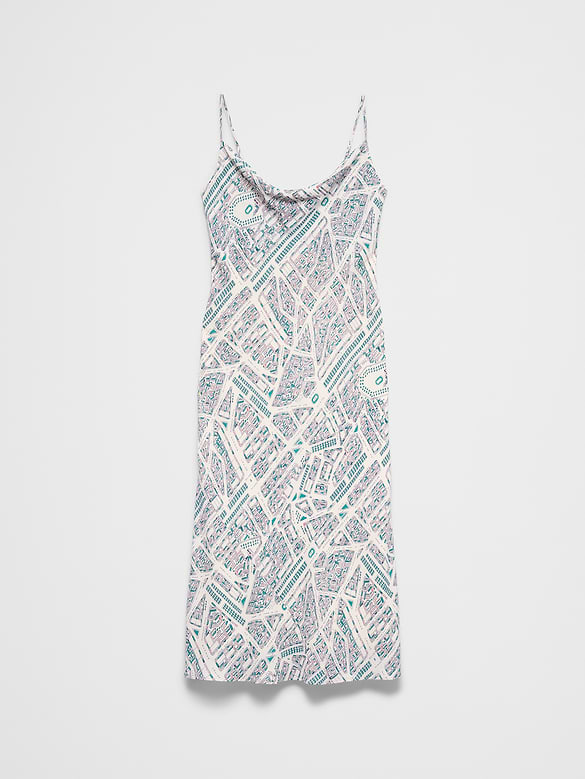Cowl-Neck Map Print Midi Dress
