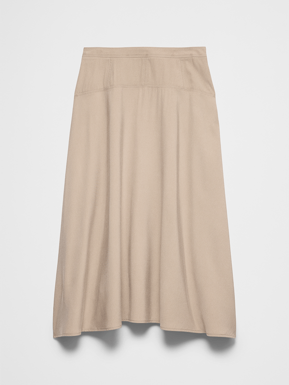 Curved Seamed-Waist Midi Skirt