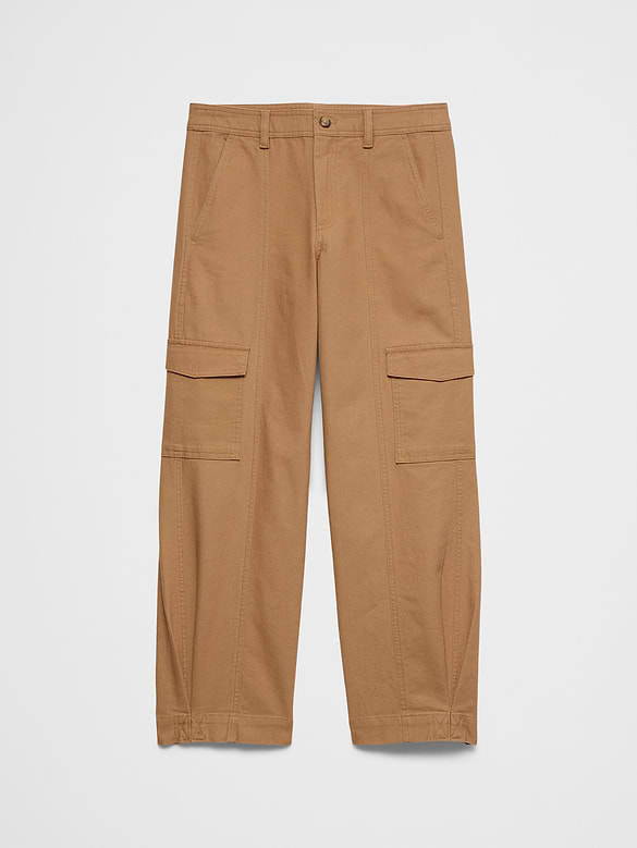 Tapered Mid-Rise Cargo Cotton Canvas Pant