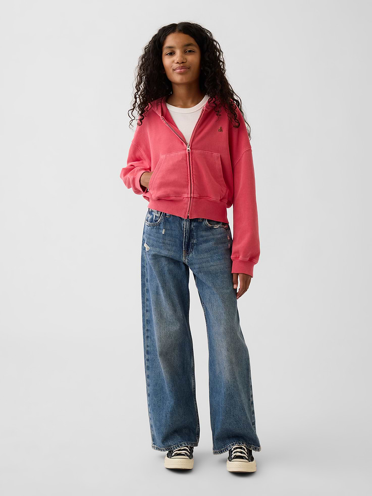 Image number 2 showing, Kids VintageSoft Terry Wedge Zip Hoodie