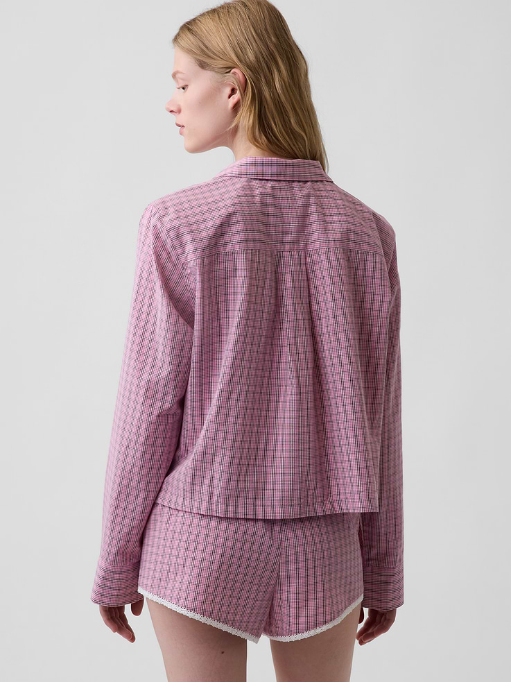 Image number 2 showing, Poplin Oversized Crop PJ Shirt