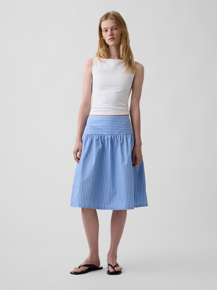 Image number 1 showing, Poplin Drop-Waist Skirt