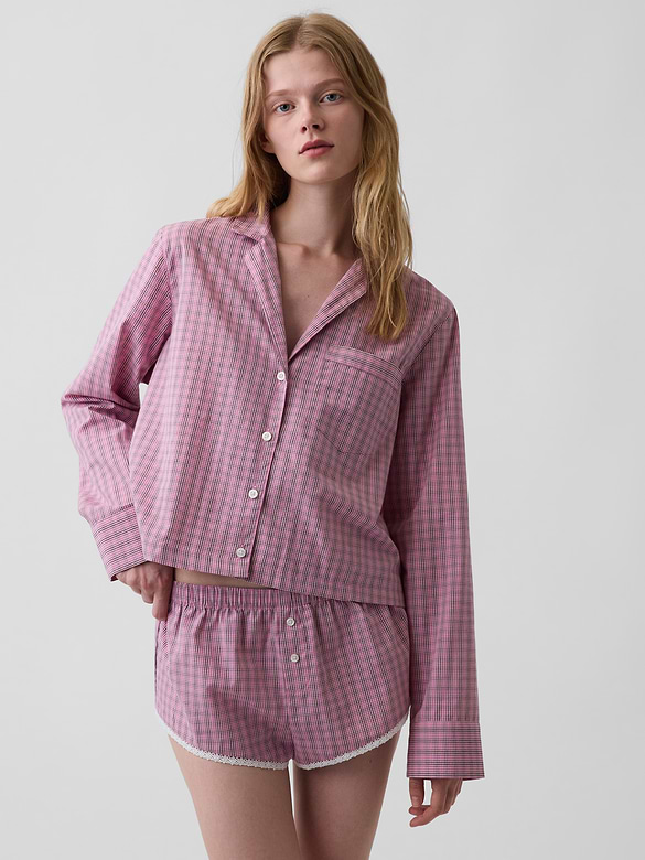 Poplin Oversized Crop PJ Shirt