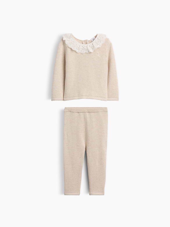 Baby Eyelet Ruffle Collar Sweater Set