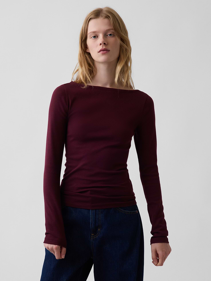 Image number 1 showing, Modern Boatneck T-Shirt