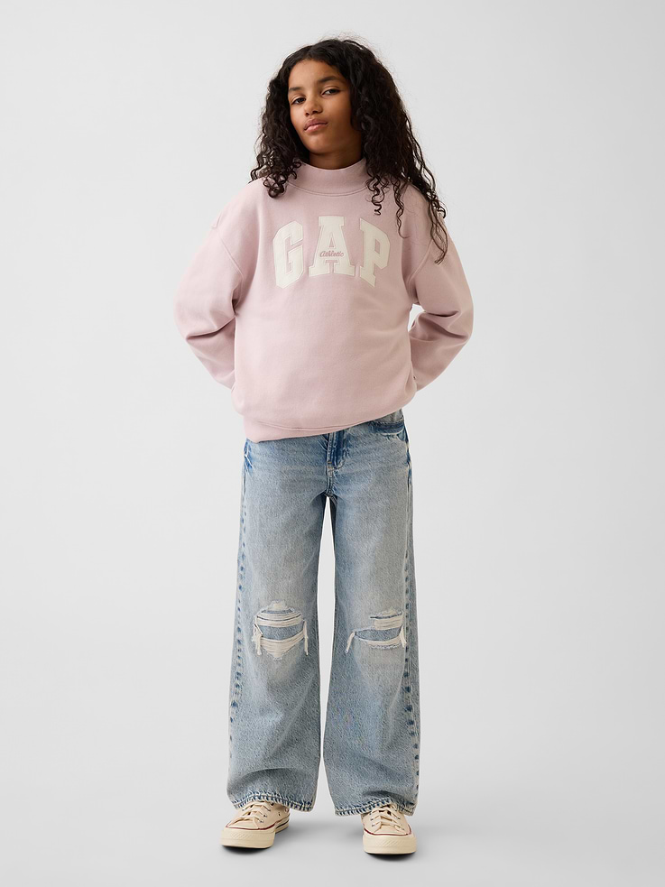 Image number 2 showing, Kids VintageSoft Oversized Mockneck Logo Sweatshirt