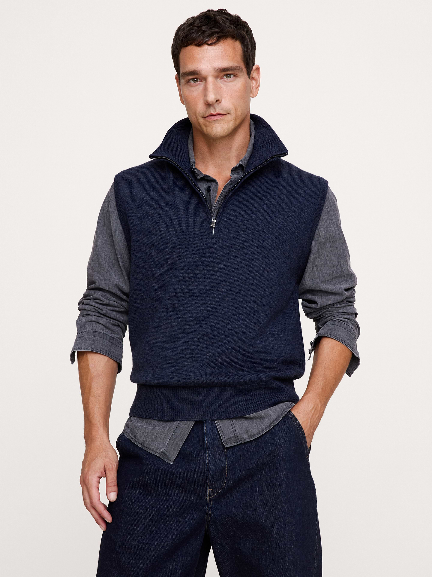 Image number 1 showing, Merino Quarter-Zip Sweater Vest