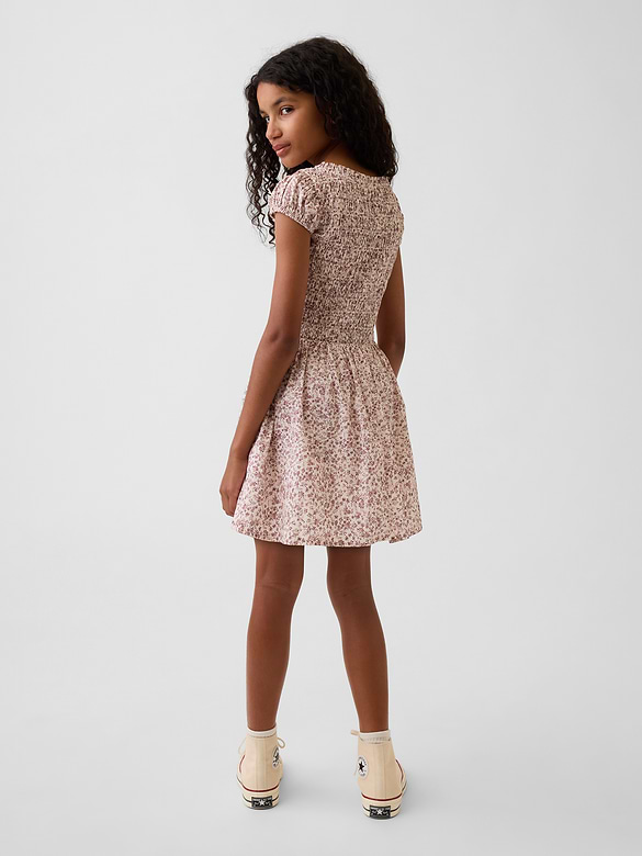 Kids Smocked Print Dress