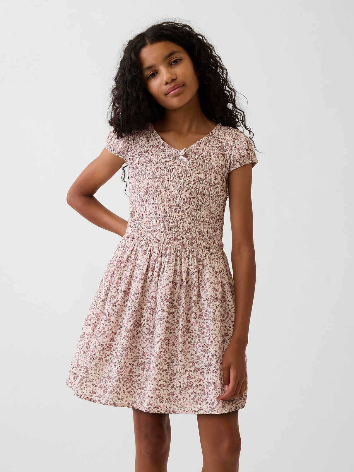 Kids Smocked Print Dress
