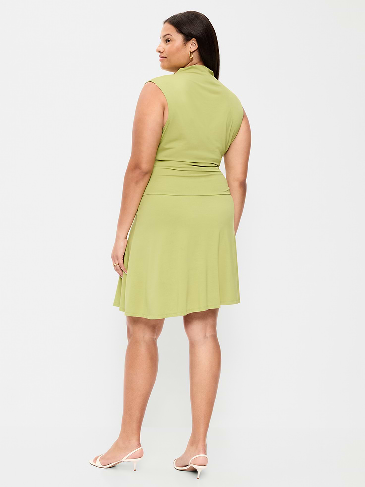 Image number 9 showing, Gathered Mock-Neck Drop-Waist Mini Dress