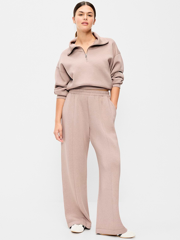 High-Waisted Bounce Fleece Wide-Leg Sweatpants