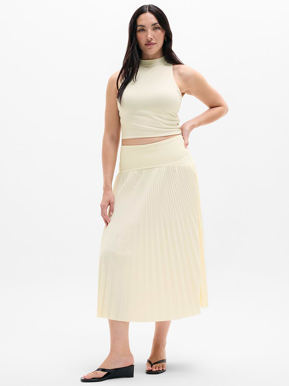 Featherweight Plissé Midi Skirt