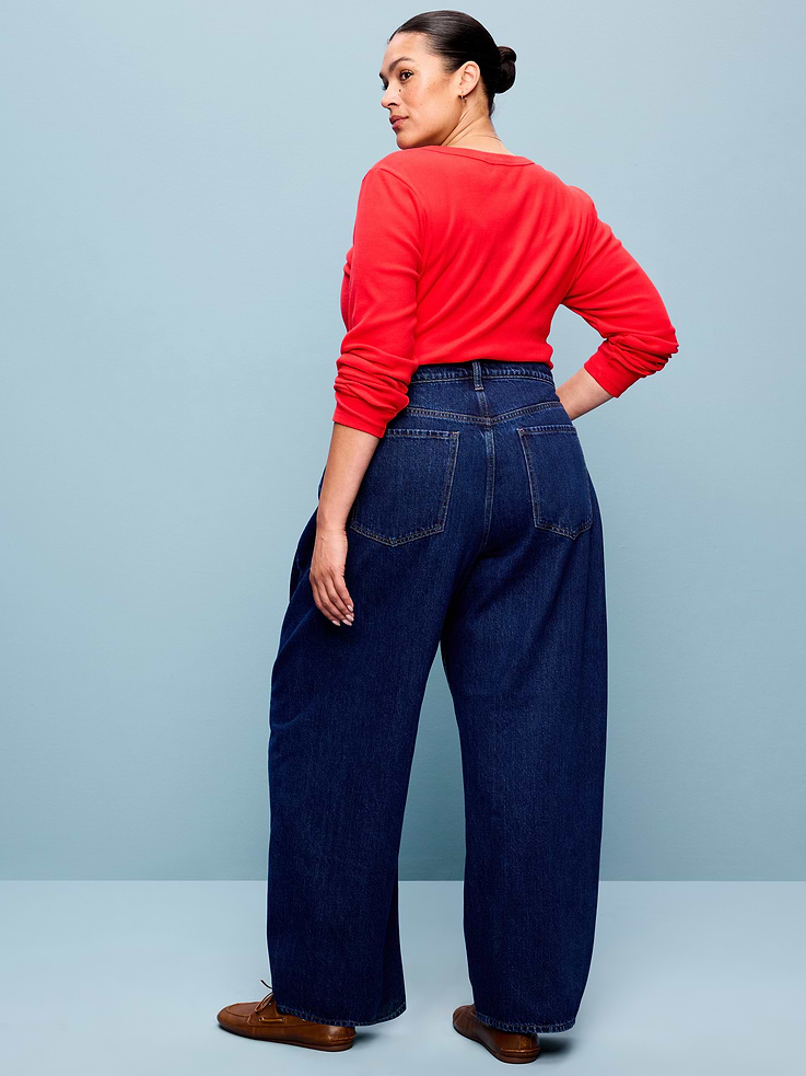 Image number 8 showing, High-Waisted Rounded Wide-Leg Barrel Jeans