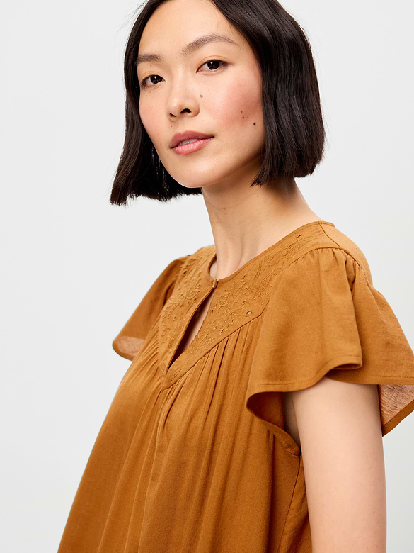Flutter-Sleeve Mini Swing Dress