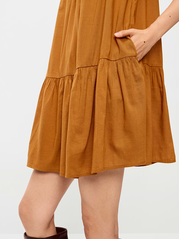 Flutter-Sleeve Mini Swing Dress