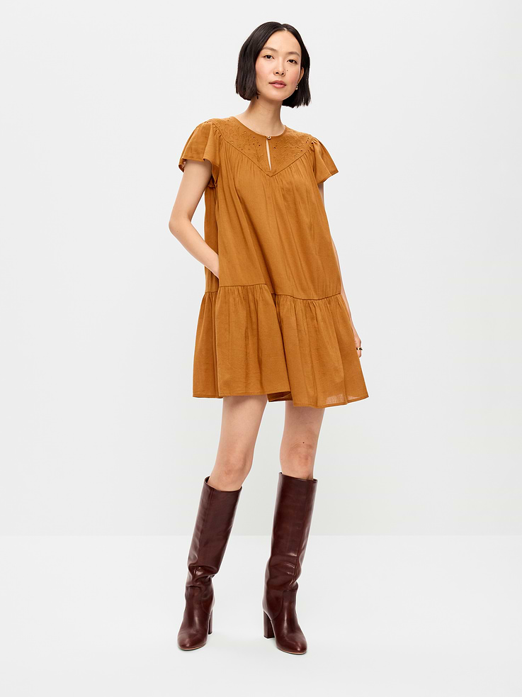Image number 1 showing, Flutter-Sleeve Mini Swing Dress