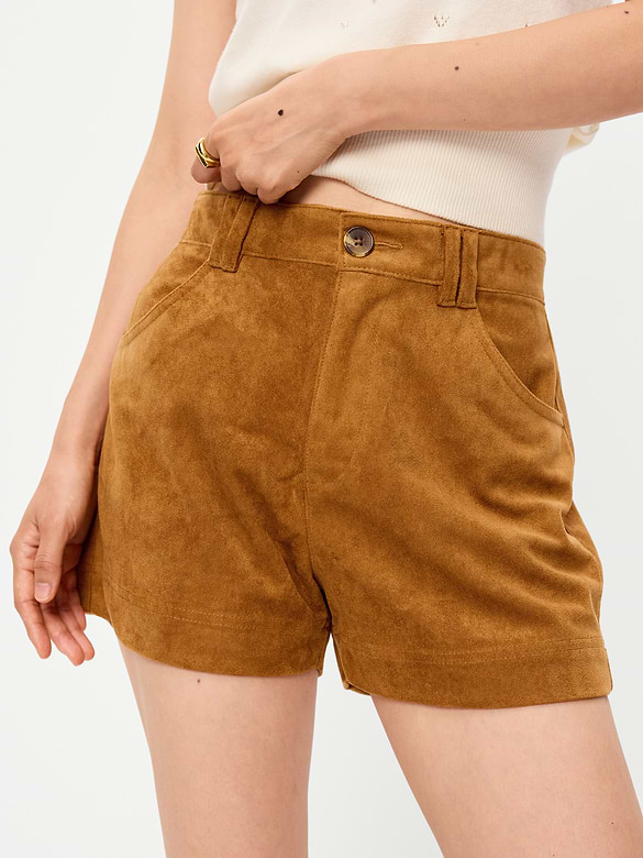 Shorts à taille haute en suédine