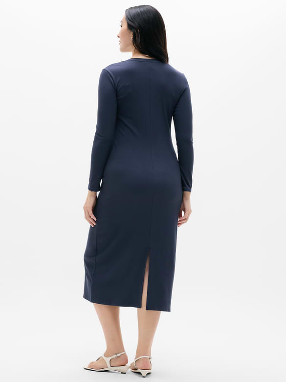 Signature Rib Long Sleeve Maxi Dress