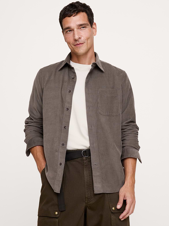 Chemise standard en velours côtelé léger