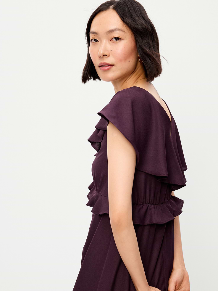 Image number 6 showing, Flutter-Sleeve Crepe Maxi Dress