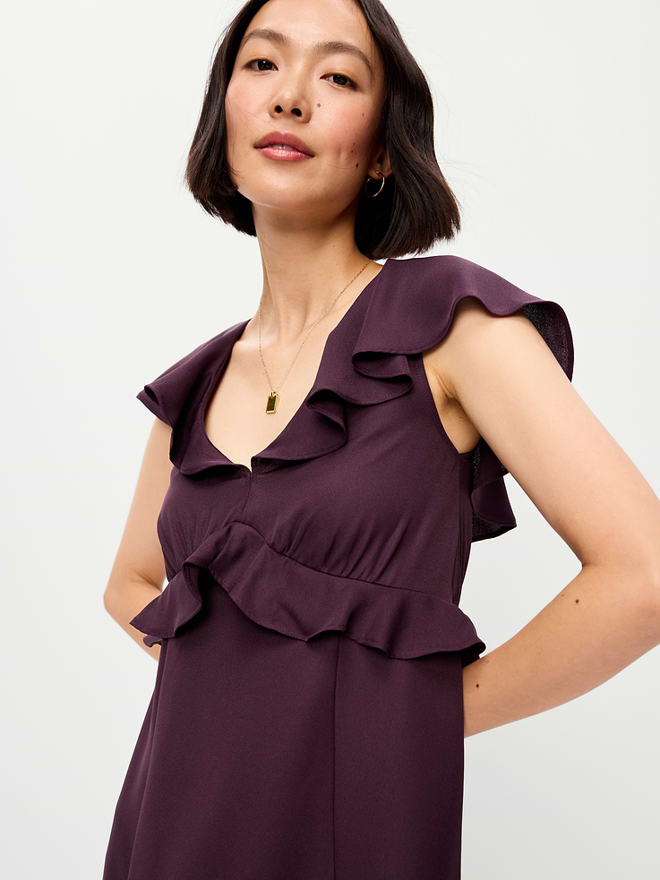 Image number 5 showing, Flutter-Sleeve Crepe Maxi Dress