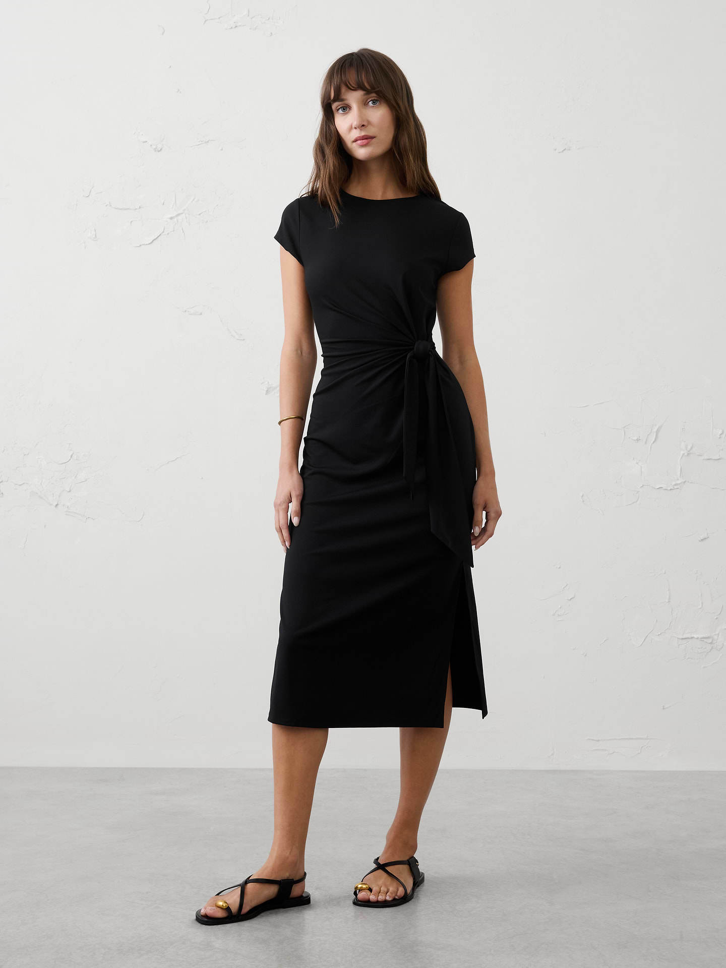 Image number 1 showing, Side-Tie Knit Midi Dress