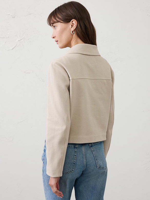 Knit Twill Cropped Jacket