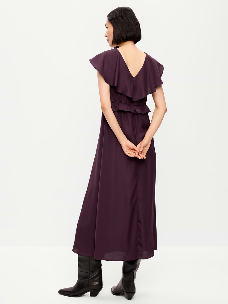 Image number 2 showing, Flutter-Sleeve Crepe Maxi Dress