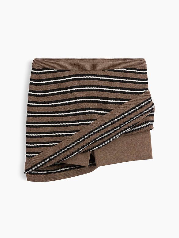 100% Cotton Stripe Mini Sweater Skort