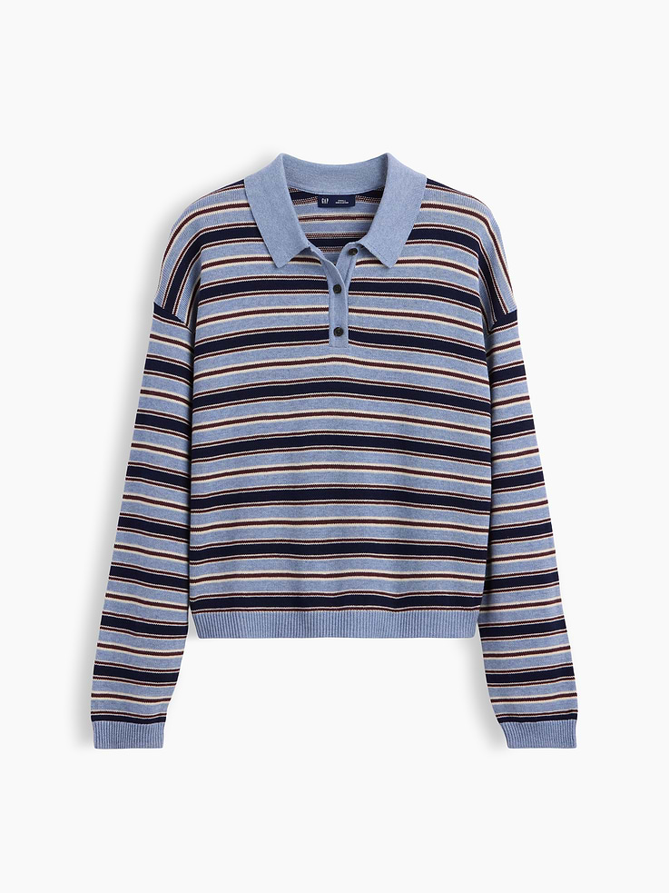 Image number 5 showing, 100% Cotton Relaxed Polo Sweater