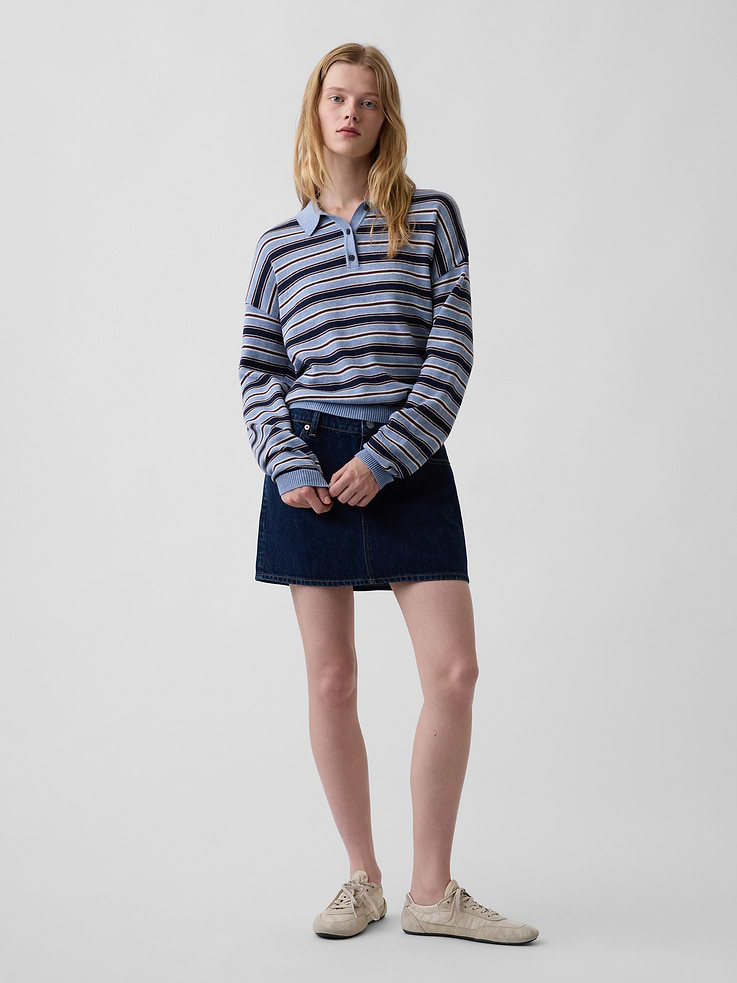 Image number 2 showing, 100% Cotton Relaxed Polo Sweater