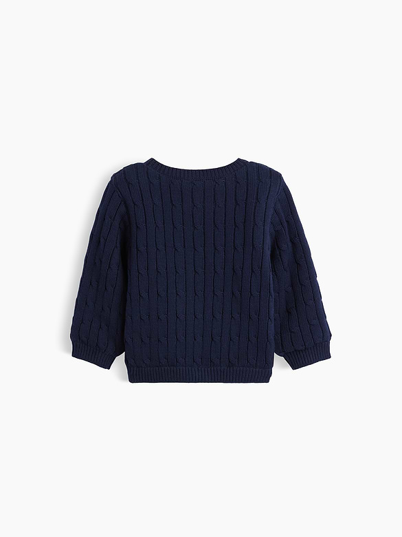 Baby Sherpa-Lined Cable-Knit Cardigan Sweater