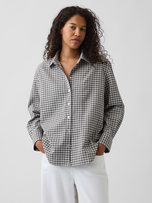 Seersucker Plaid Oversized Shirt
