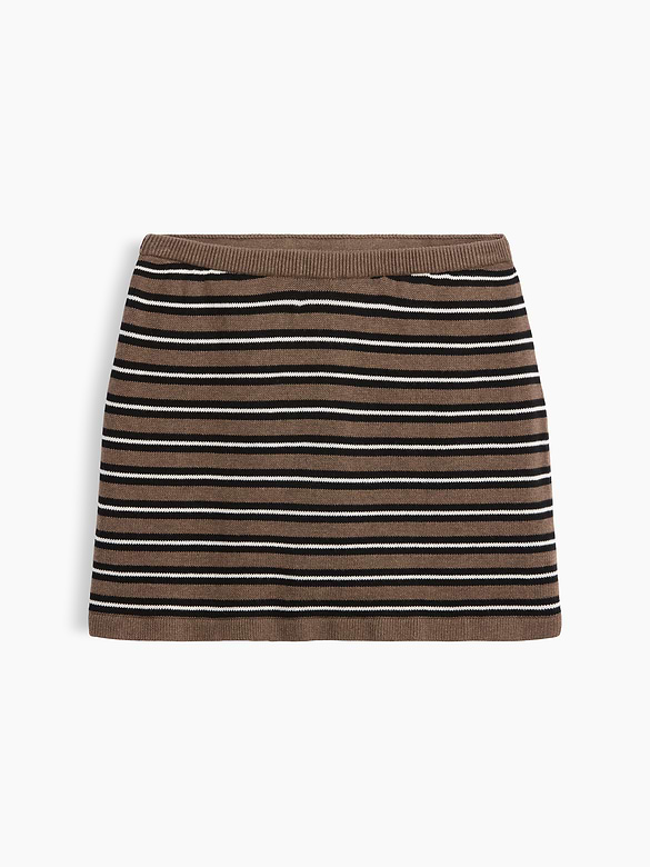 100% Cotton Stripe Mini Sweater Skort