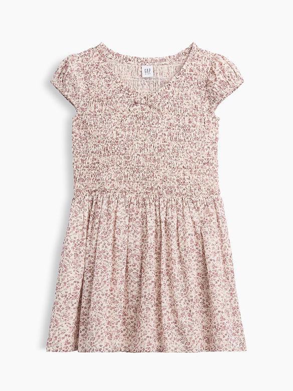 Kids Smocked Print Dress
